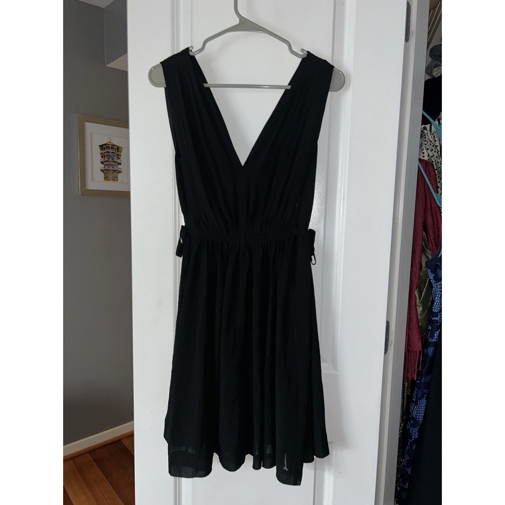 HD In Paris Anthropologie Black Lavana Ruched Mini Shift Dress Petites Sz 10P